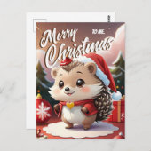 Santa Igel Frohe Weihnachten für mich Gruß Postkarte (Vorne/Hinten)