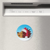 Santa Igel im Schnee! Magnet (In Situ (Geschirrspüler))