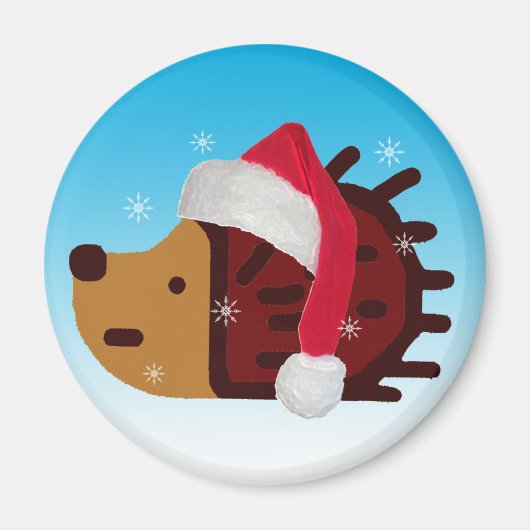 Santa Igel im Schnee! Magnet (Vorne)