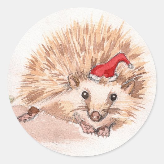 Santa Igel Runder Aufkleber (Vorderseite)