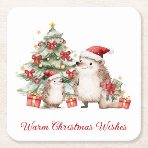 Santa Igel Weihnachtswünsche Rechteckiger Pappuntersetzer