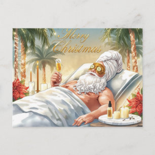 Santa im Badewannen-Spa Weihnachtsthema Feiertagspostkarte