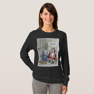 Santa im Gefängnis Damen Schwarz Langarmshirt T-Shirt
