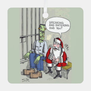 Santa im Gefängnis quadratischer Metallschmuck Ornament Aus Metall
