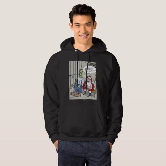 Santa Im Gefängnis schwarzer Kapuzenpullover Hoodie (Vorne ganz)