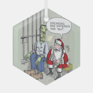 Santa Im Gefängnis Sechseck Glas Ornament Ornament Aus Glas