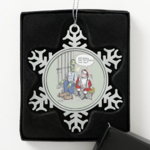 Santa Im Gefängnis Zinn-Schneeflocken-Ornament Schneeflocken Zinn-Ornament