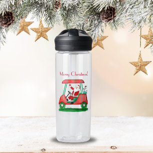 Santa im Golfwagen Frohe Weihnachten  Trinkflasche