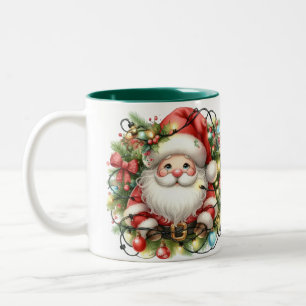 Santa im Paket Zweifarbige Tasse