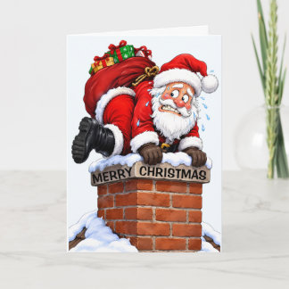 Santa im Schornstein Weihnachten Karte