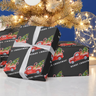 Santa im vintage roten Weihnachtstruckfenster Geschenkpapier