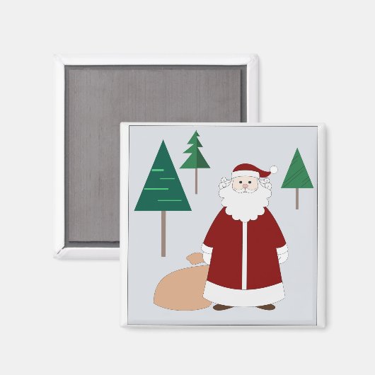 Santa im Wald Magnet (Vorderseite/Rückseite)
