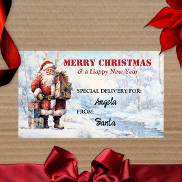 Santa im Winter Wunderland Niedlich farbenfroh Rechteckiger Aufkleber