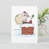 Santa in a Chimney Festliche Einladung (Stehend Vorderseite)