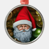 Santa In A Christmas Fantasy Background  Ornament Aus Metall (Vorne)