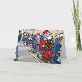 Santa in Airplane Greeting Card Feiertagskarte