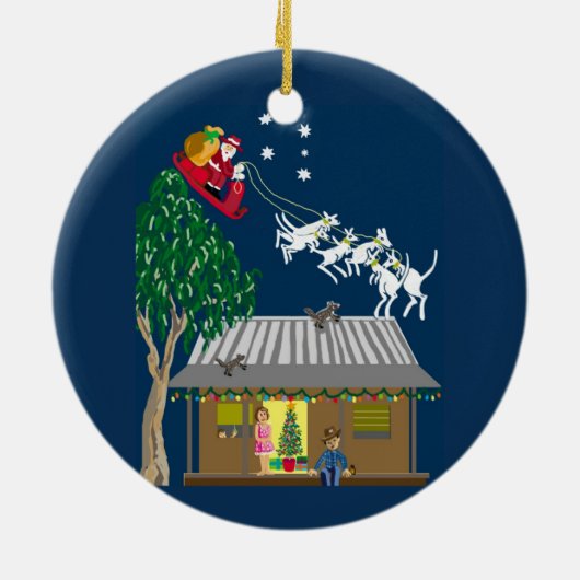 Santa in Australia Keramik Ornament (Hinten)