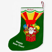Santa in Balloon Personalisiert Kleiner Weihnachtsstrumpf (Rückseite)