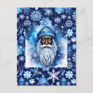 Santa in Blue Postkarte