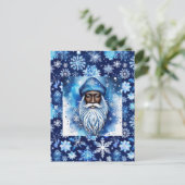 Santa in Blue Postkarte (Stehend Vorderseite)
