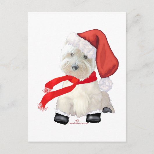 Santa in Boots Feiertagspostkarte (Vorderseite)