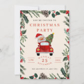 Santa in Car Christmas Party Invitation  Einladung (Vorderseite)
