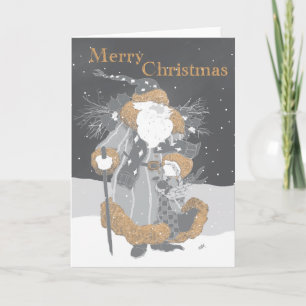 Santa in Chalk Gray Feiertagskarte