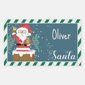 Santa in Chimney Kid Gift Tag Sticker (Vorderseite)