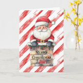 Santa in Chimney Red Strips Weihnachten Karte (Gelbe Blume)