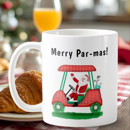 Santa in Christmas Golf Cart Kaffeetasse