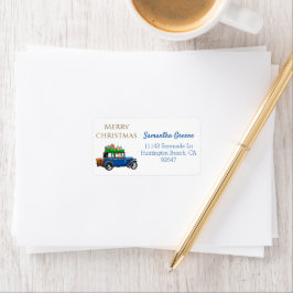 Santa in Classic Car Adressaufkleber