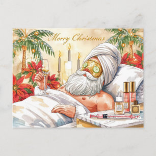 Santa in der Badewanne Spa Weihnachtsthema Feiertagspostkarte