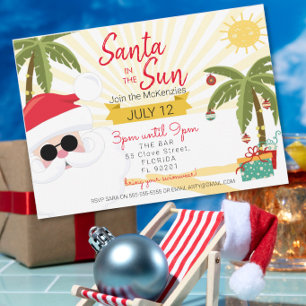 Santa in der Sonne Sommerparty Australisches Weihn Einladung