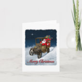 Santa in einem alten Lieferwagen Frohe Weihnachten Karte (Vorderseite)