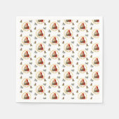 Santa in einem Goldkranz mit Weihnachtselementen Serviette (Vorderseite)