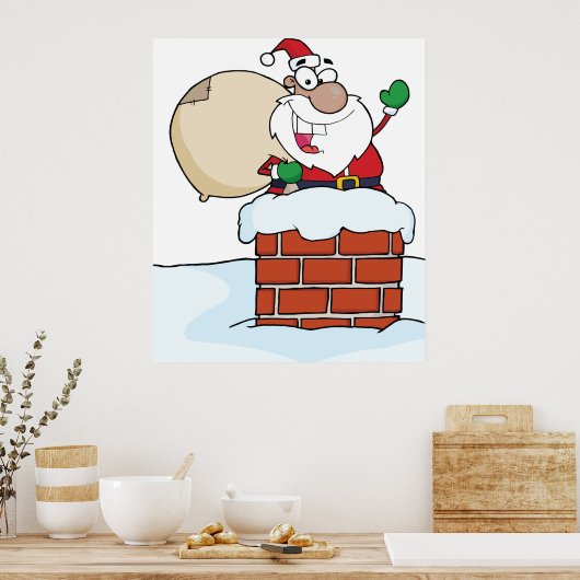 Santa in einem Kamin Poster (Küche)