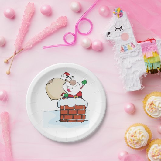 Santa in einem Kaminpapier Teller (Party)