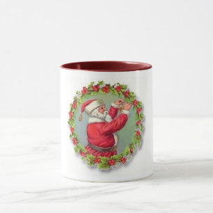 Santa in einem Kranz Becher Tasse