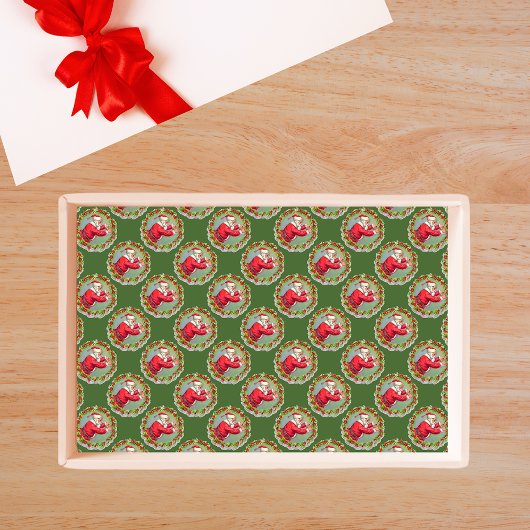 Santa in einem Kranzgeflechtpapier Seidenpapier