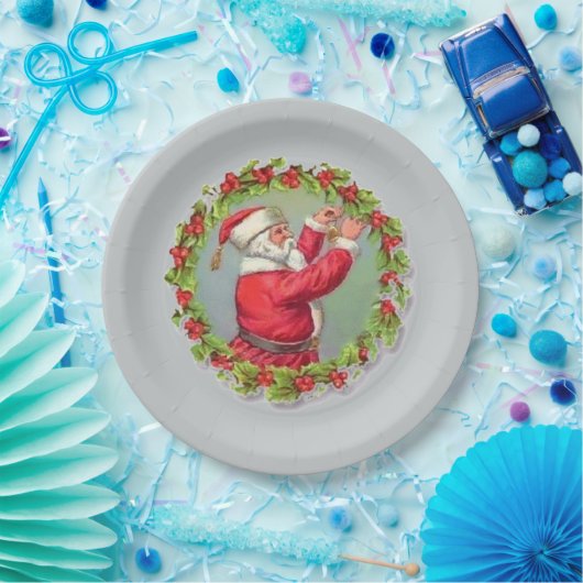 Santa in einem Kranzpapier Teller (Party)