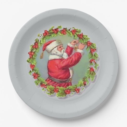 Santa in einem Kranzpapier Teller (Vorderseite)