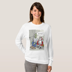 Santa In Gefängnisfrauen weißes, langärmeliges Shi T-Shirt