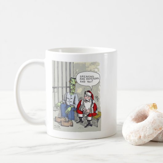 Santa In Gefängnisstrafe Tasse (Mit Donut)
