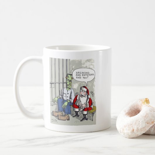 Santa In Gefängnisstrafe Tasse (Mit Donut)