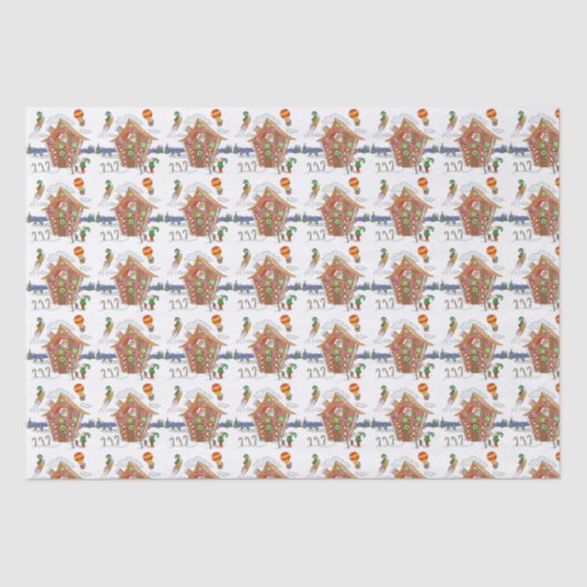 Santa in Gingerbread Elfen mit Candy Canes Seidenpapier (Vorderseite)