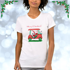 Santa in Golf Cart Frohe Weihnachten T - Shirt