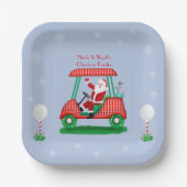 Santa In Golf Cart Weihnachts-Party Personalisiert Pappteller (Vorderseite)