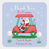 Santa In Golf Cart Weihnachtsfest Party Vielen Dan Quadratischer Aufkleber (Vorderseite)