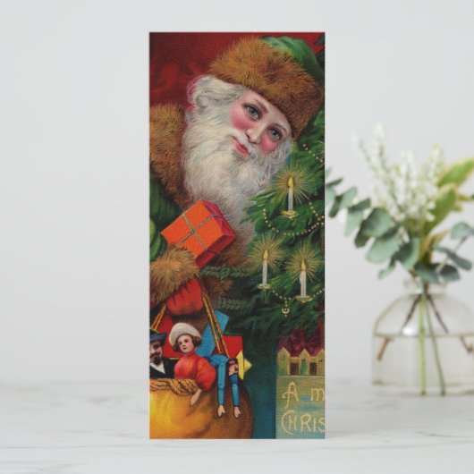 Santa in Green Einladung (Stehend Vorderseite)