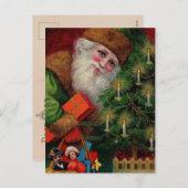 Santa in Green Postcard Feiertagspostkarte (Vorne/Hinten)